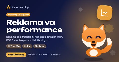 «Reklama va performance» kursi muqovasi — Aures Learning onlayn kursi