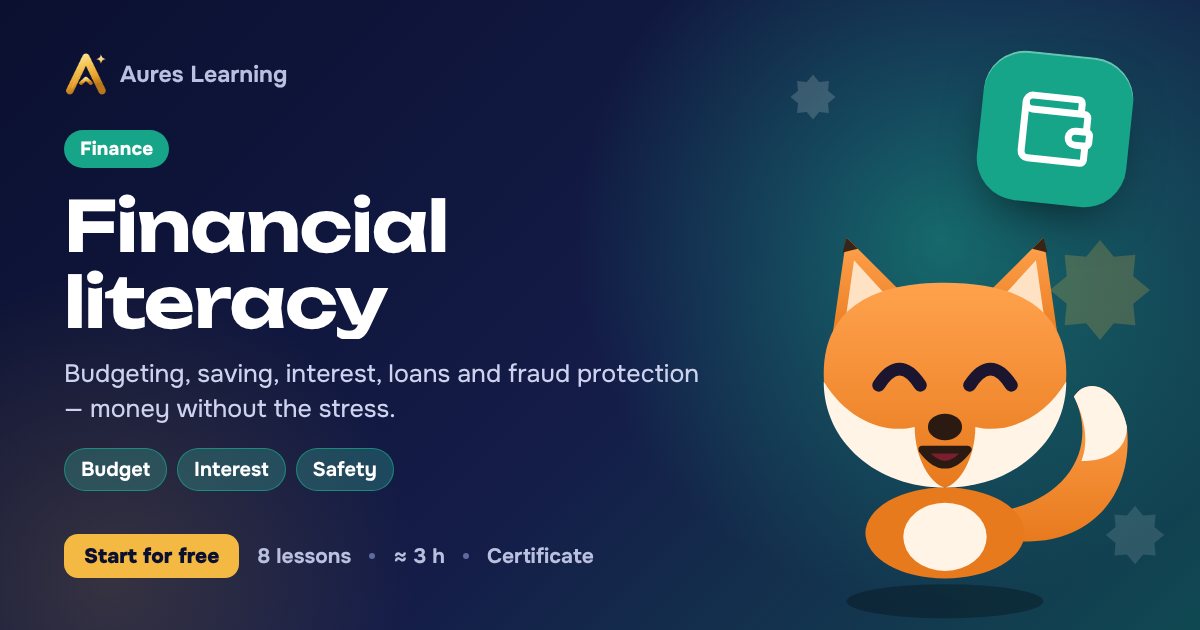 Cover of the “Financial literacy” course — Aures Learning online course