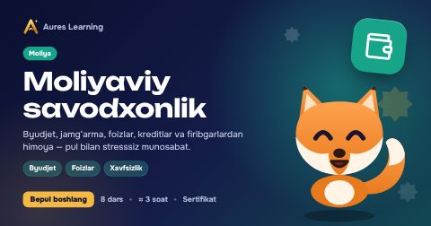 «Moliyaviy savodxonlik» kursi muqovasi — Aures Learning onlayn kursi