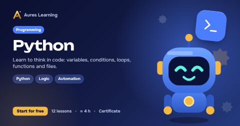 Cover of the “Python” course — Aures Learning online course