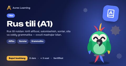 «Rus tili (A1)» kursi muqovasi — Aures Learning onlayn kursi