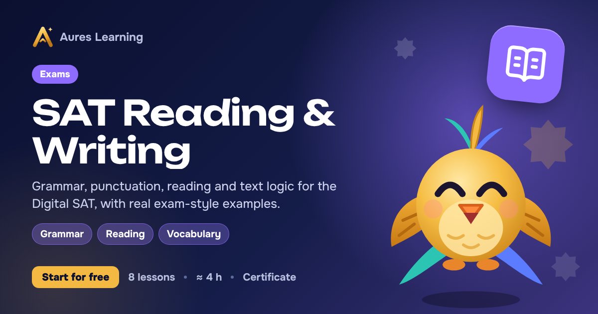 Cover of the “SAT Reading & Writing” course — Aures Learning online course