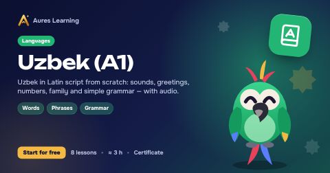 Cover of the “Uzbek (A1)” course — Aures Learning online course